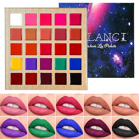 Lipstick Palette Nude Red Peach Pink Shades 25 Color, DE'LANCI Professional Moisturizing Lip Gloss, Long Lasting Soft Smooth Lipstick Pallet Waterproof, Pigmented Halloween Face Paint Costume Makeup